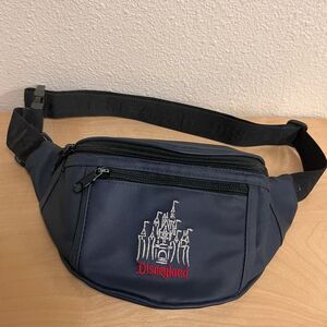 Vintage Disney Navy Belt Bag Disneyland Castle Embroidery Sling Bag